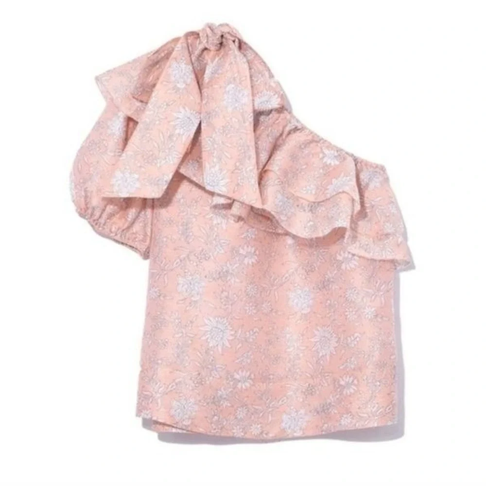 Ulla‎ Johnson NWT Goldie Blouse Rose Audrey Floral One Shoulder Ruffle Bow Top 4